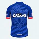 Men's Personalized Short Sleeve Cycling Jersey – US Patriotic USA Eagle Crest - Back