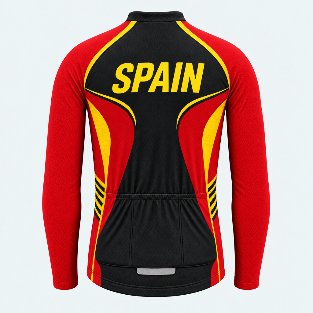 Men's Personalized Long Sleeve Cycling Jersey – Spain Coat of Arms - Back