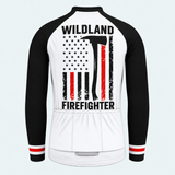 Men's Personalized Long Sleeve Cycling Jersey – Wildland Firefighter Iron Badge - Back