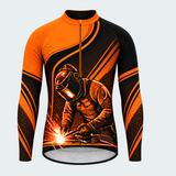 Men's Personalized Long Sleeve Cycling Jersey – Welder at Work - Front