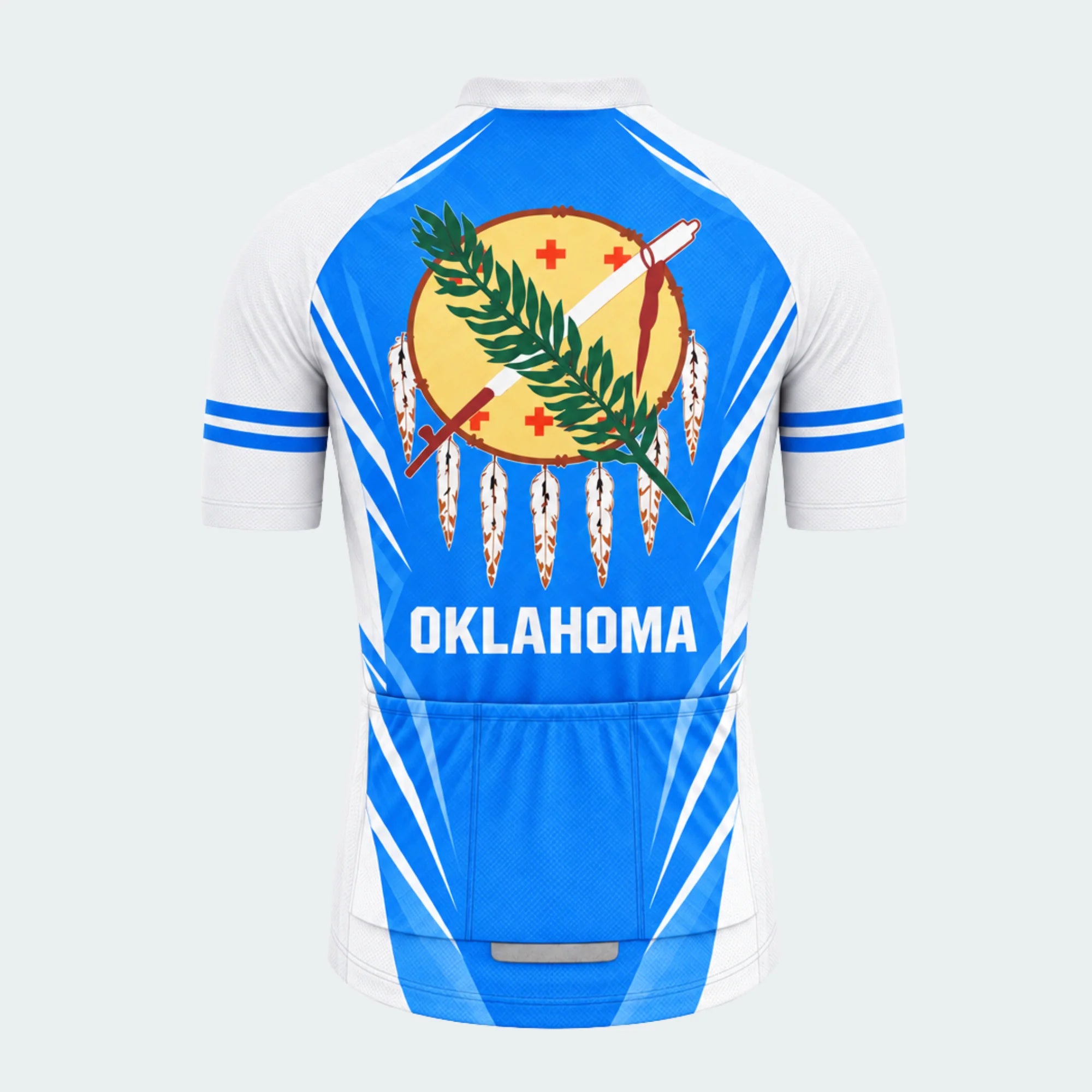 Men's Personalized Short Sleeve Cycling Jersey – Oklahoma Shield Emblem - Back