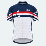 Men's Personalized Short Sleeve Cycling Jersey – US Patriotic Chevron Star - Front
