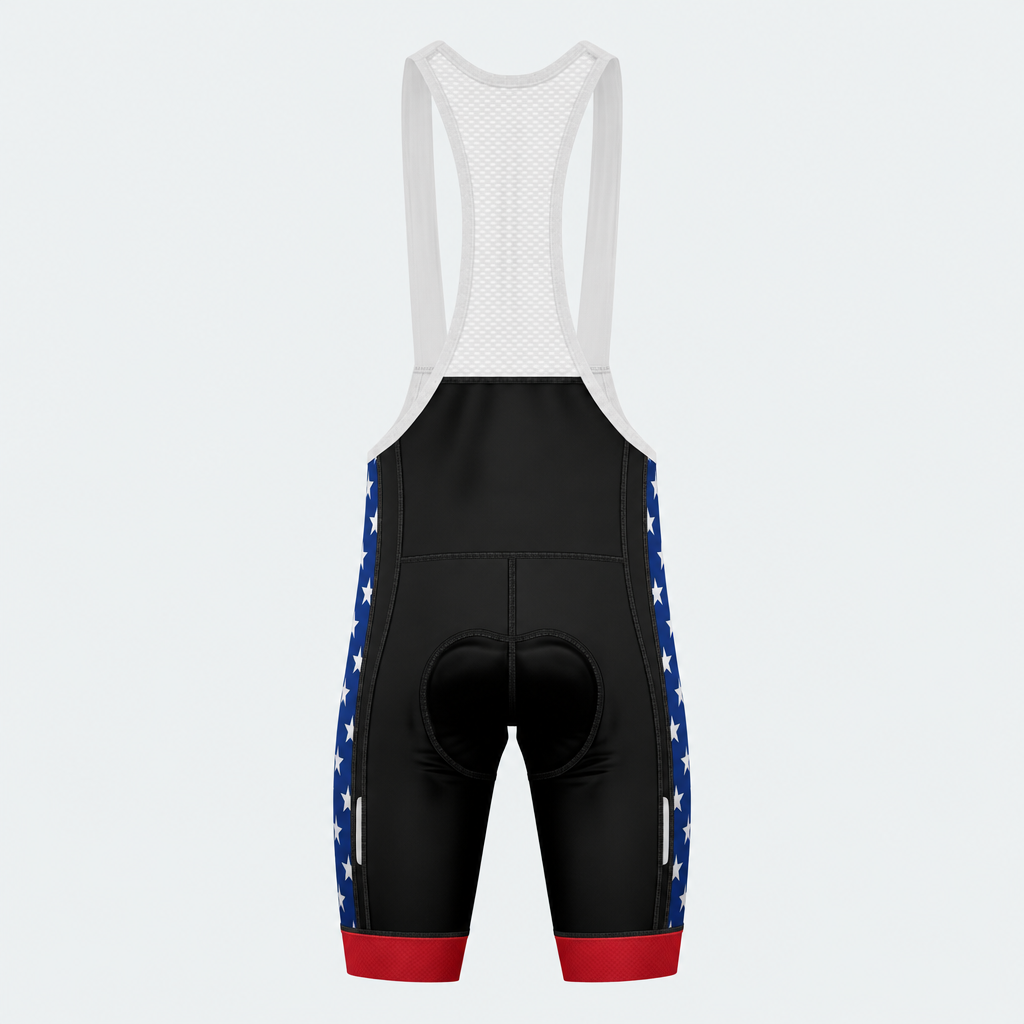 Men's US Patriotic Stars & Eagle Cycling Bib Shorts - Back