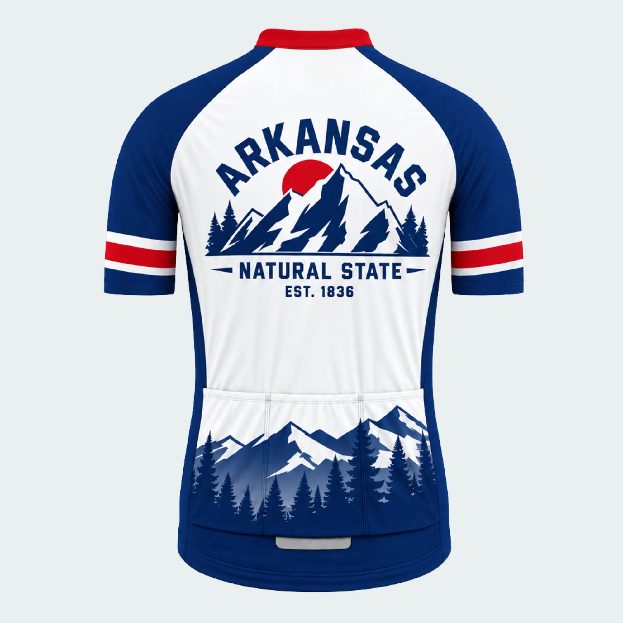 Men's Personalized Short Sleeve Cycling Jersey – Arkansas Mountain Crest - Back