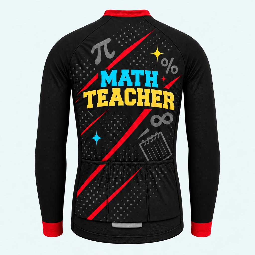 Men's Personalized Long Sleeve Cycling Jersey – Math Teacher Formula - Back