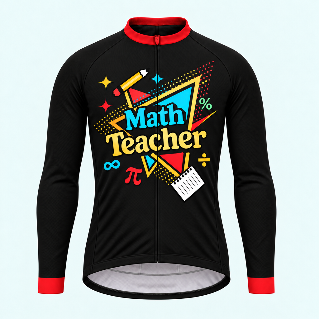 Men's Personalized Long Sleeve Cycling Jersey – Math Teacher Formula - Front
