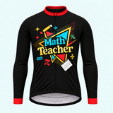 Men's Personalized Long Sleeve Cycling Jersey – Math Teacher Formula - Front