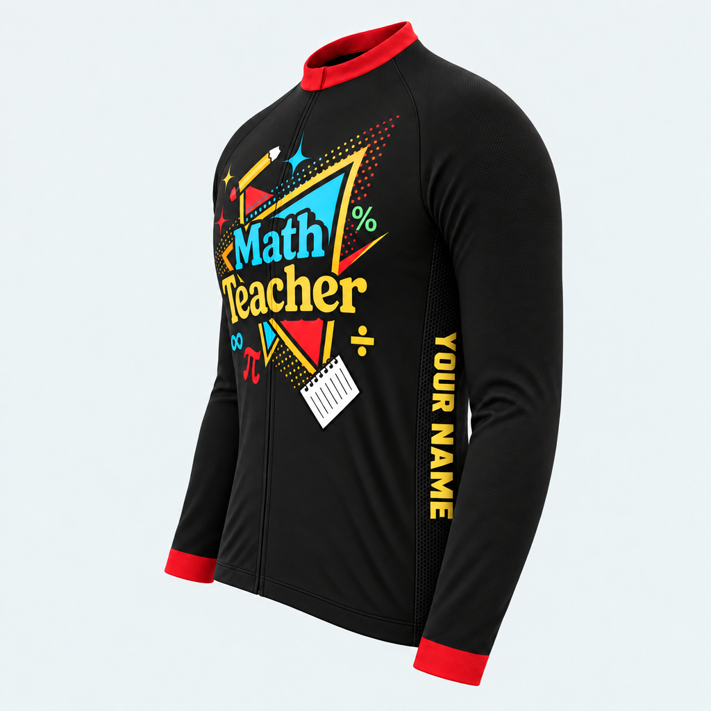 Men's Personalized Long Sleeve Cycling Jersey – Math Teacher Formula - Side