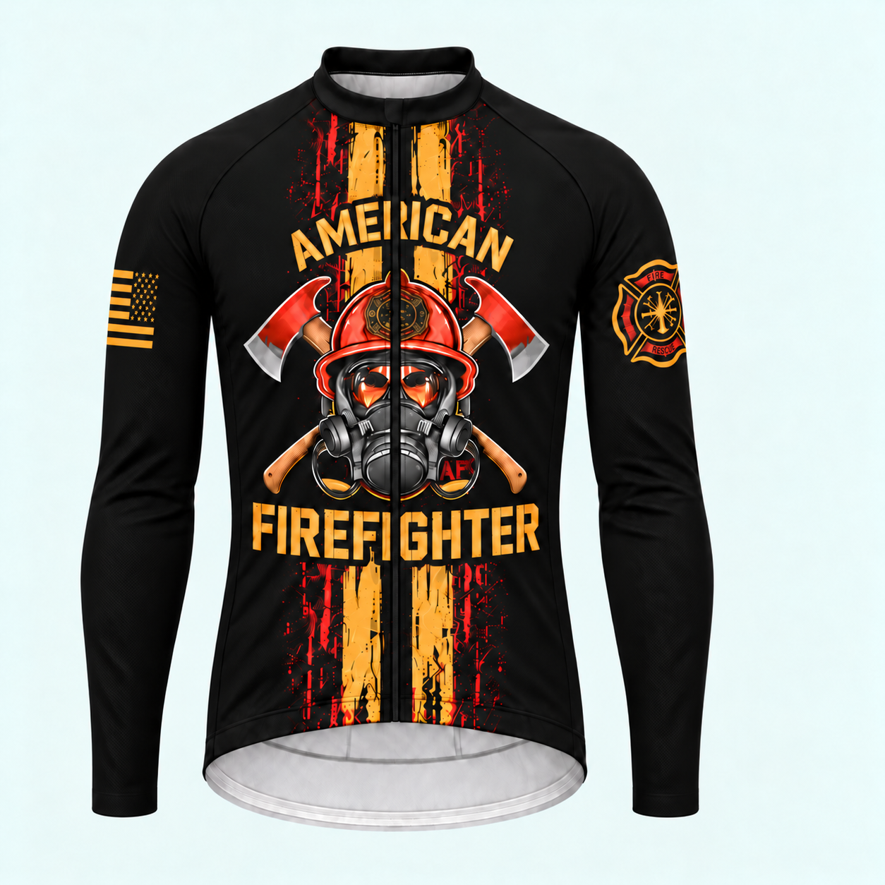 Men's Personalized Long Sleeve Cycling Jersey – US Firefighter Honor - Front