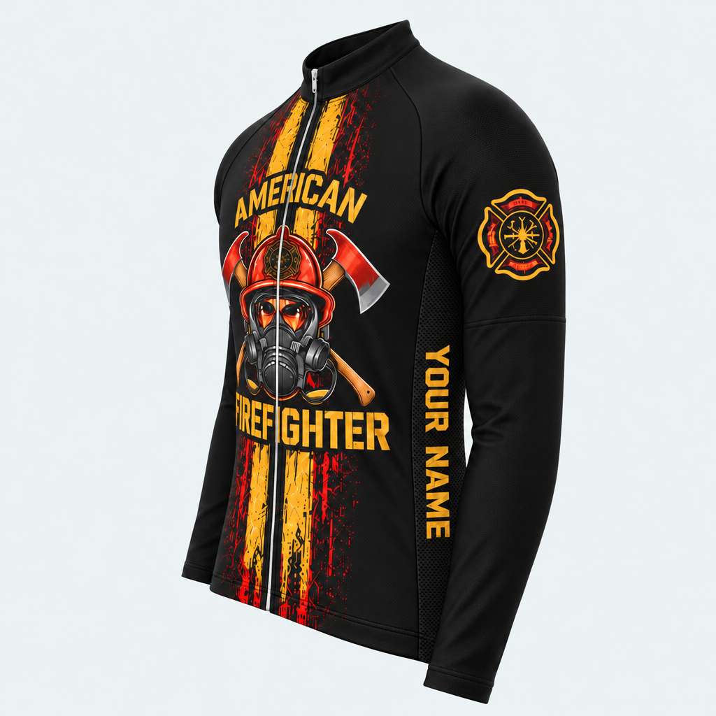 Men's Personalized Long Sleeve Cycling Jersey – US Firefighter Honor - Side