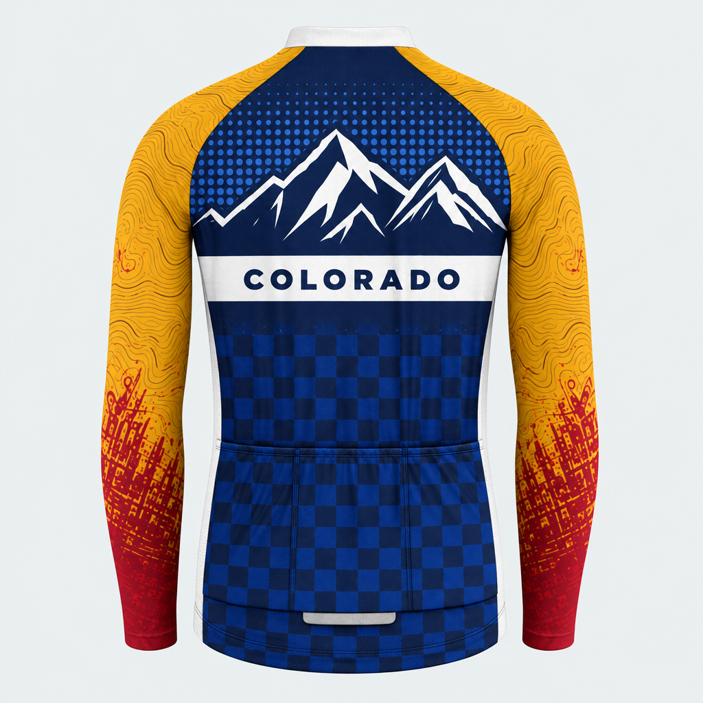 Men's Personalized Long Sleeve Cycling Jersey – Colorado Peak Pride - Back