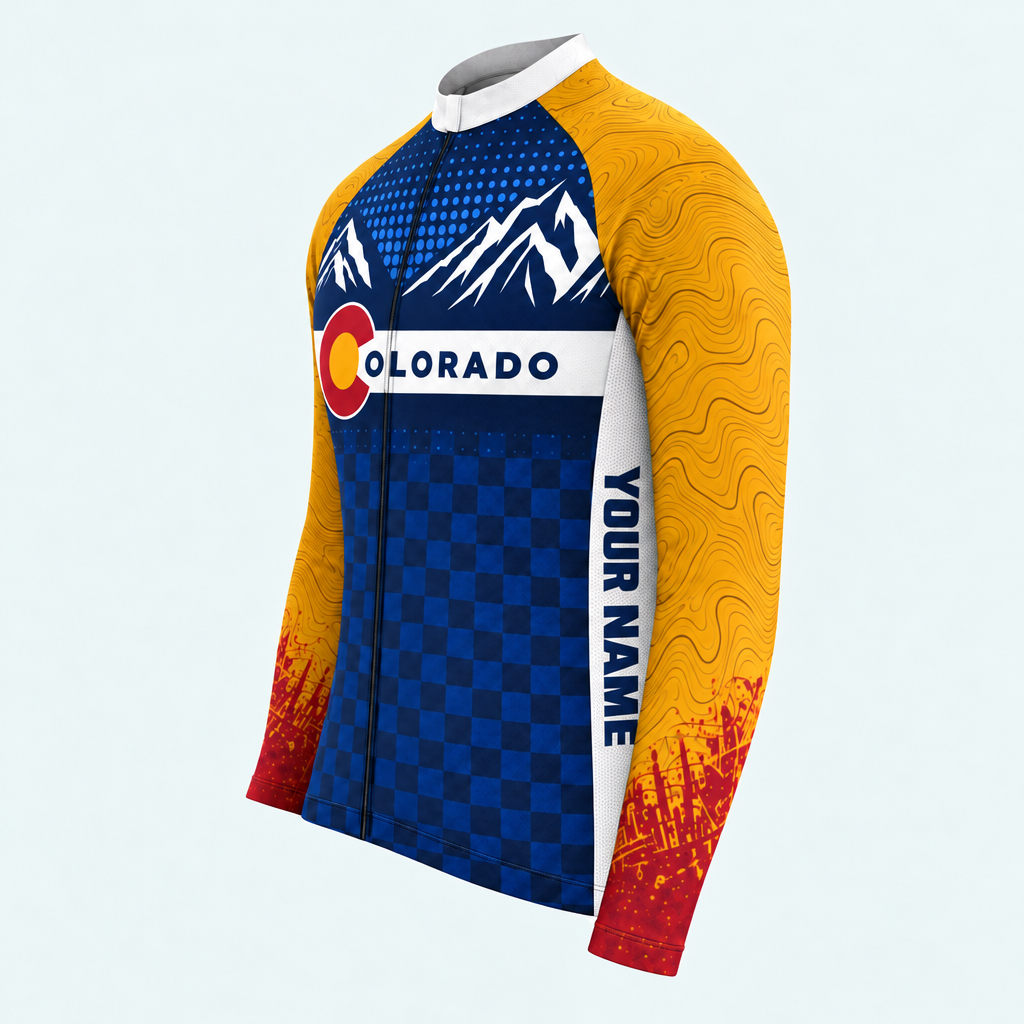 Men's Personalized Long Sleeve Cycling Jersey – Colorado Peak Pride - Side