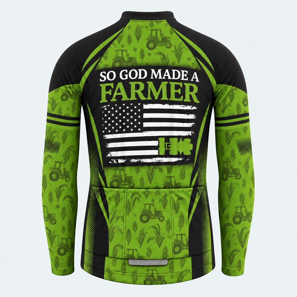Men's Personalized Long Sleeve Cycling Jersey – So God Made a Farmer - Back