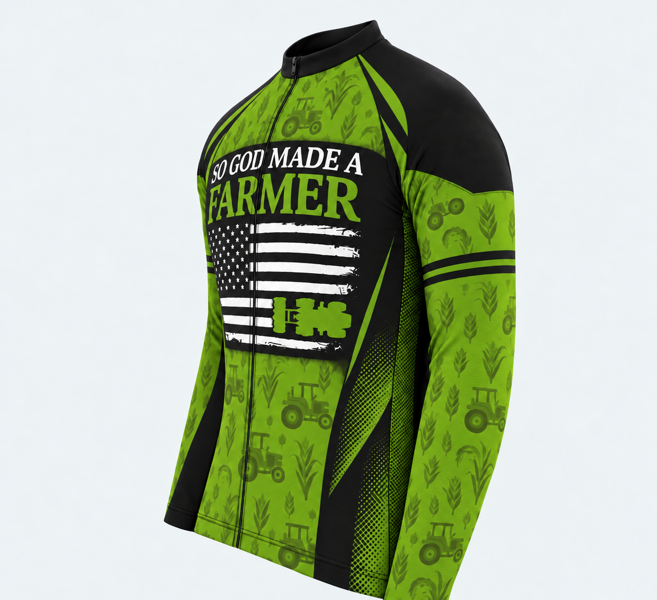 Men's Personalized Long Sleeve Cycling Jersey – So God Made a Farmer - Side