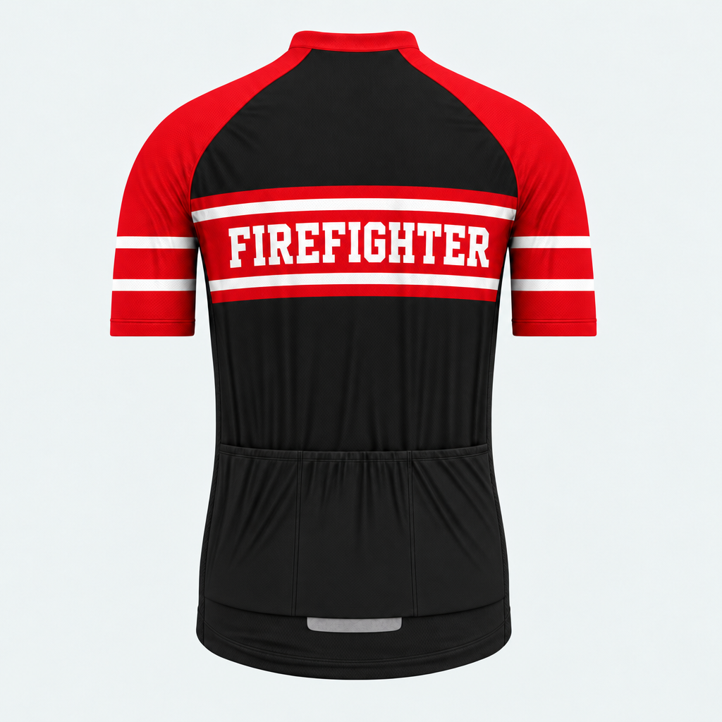 Men's Personalized Short Sleeve Cycling Jersey – US Firefighter Maltese Cross - Back