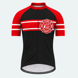 Men's Personalized Short Sleeve Cycling Jersey – US Firefighter Maltese Cross - Front