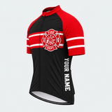 Men's Personalized Short Sleeve Cycling Jersey – US Firefighter Maltese Cross - Front 45°
