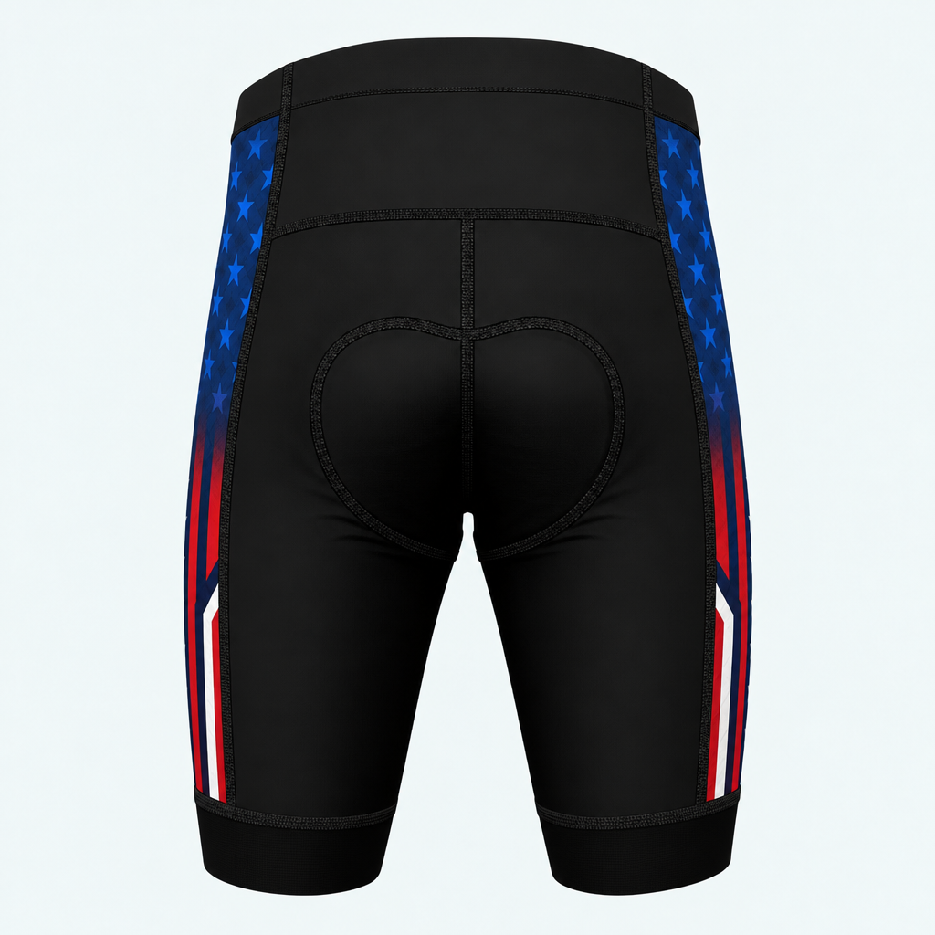 Men's US Firefighter Flame And Stars Cycling Shorts - Back