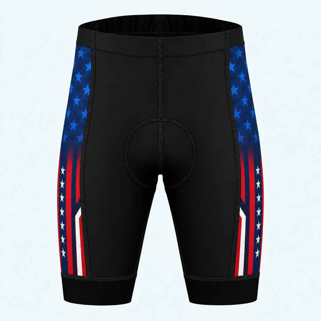 Men's US Firefighter Flame And Stars Cycling Shorts - Front