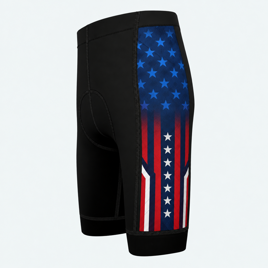 Men's US Firefighter Flame And Stars Cycling Shorts - Side