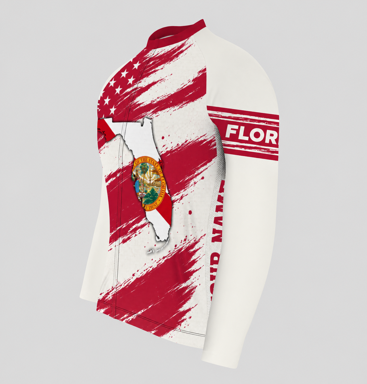 Men's Personalized Long Sleeve Cycling Jersey – Florida State Seal - Side