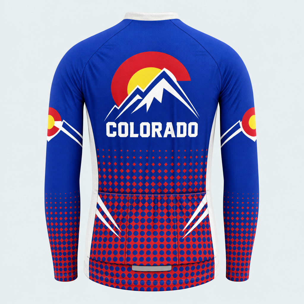 Men's Personalized Long Sleeve Cycling Jersey – Colorado Mountain Crest - Back