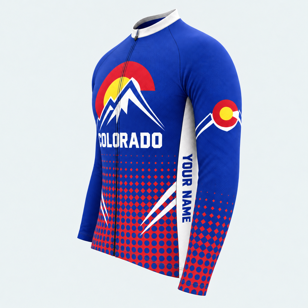 Men's Personalized Long Sleeve Cycling Jersey – Colorado Mountain Crest - Side
