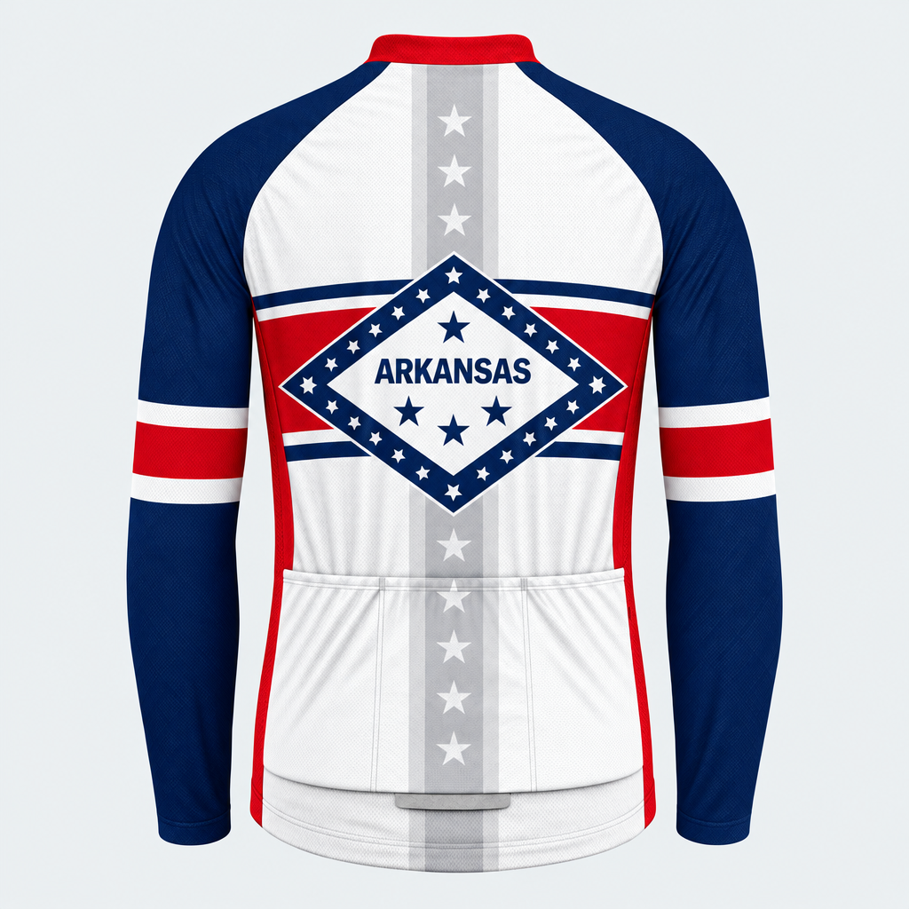 Men's Personalized Long Sleeve Cycling Jersey – Arkansas State Diamond - Back