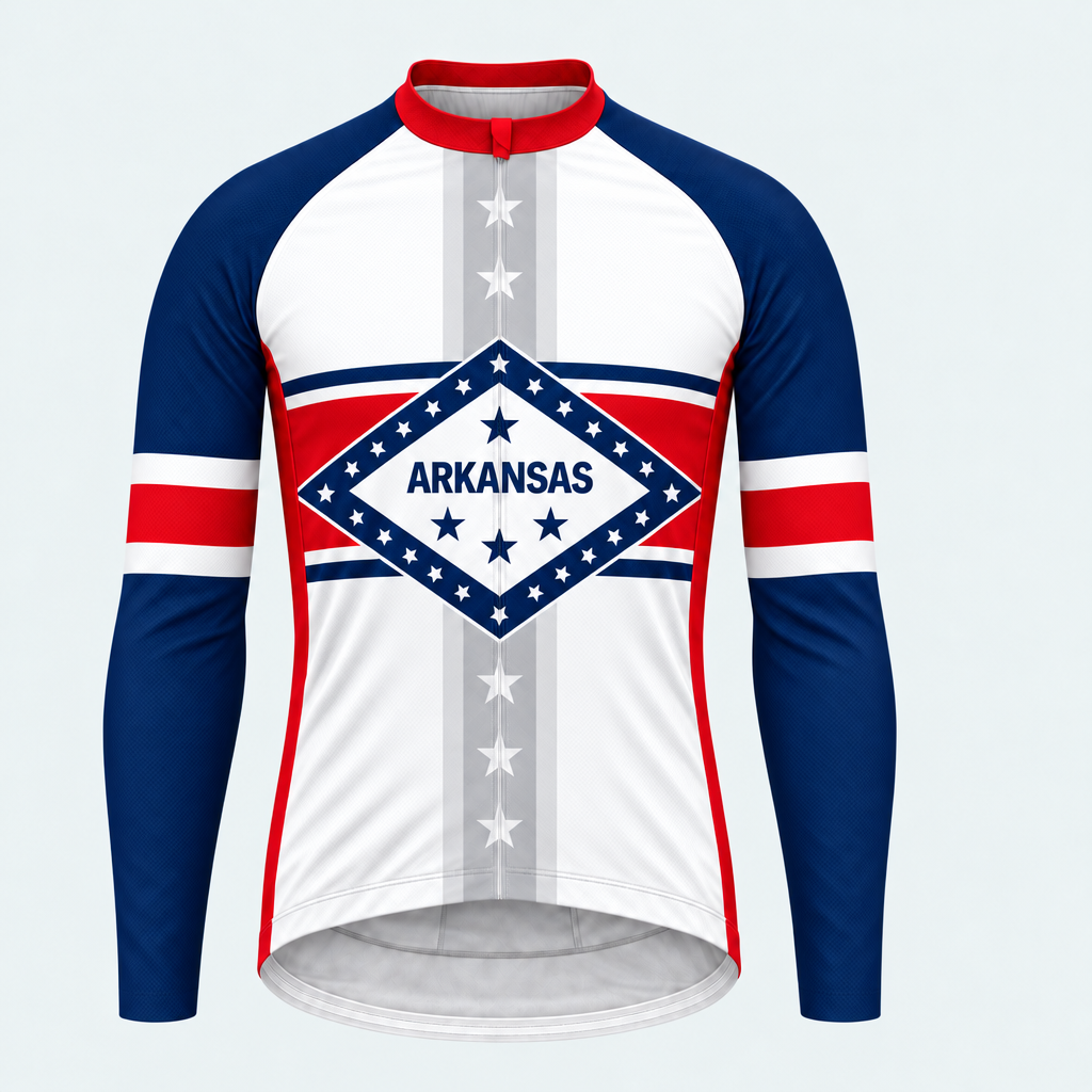 Men's Personalized Long Sleeve Cycling Jersey – Arkansas State Diamond - Front