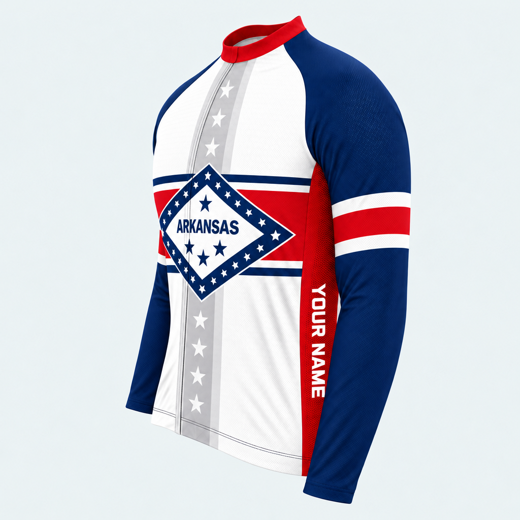 Men's Personalized Long Sleeve Cycling Jersey – Arkansas State Diamond - Side