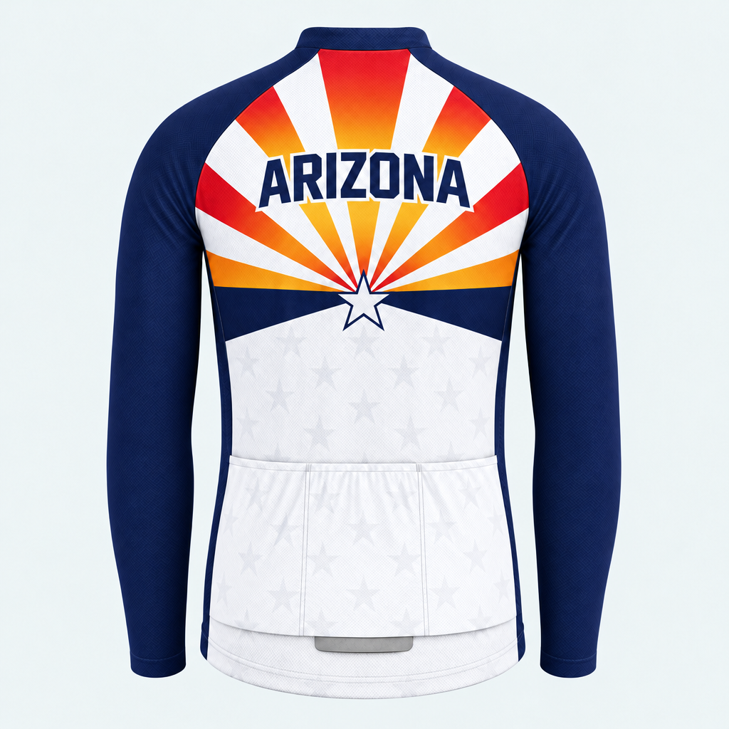 Men's Personalized Long Sleeve Cycling Jersey – Arizona Radiant Star - Back