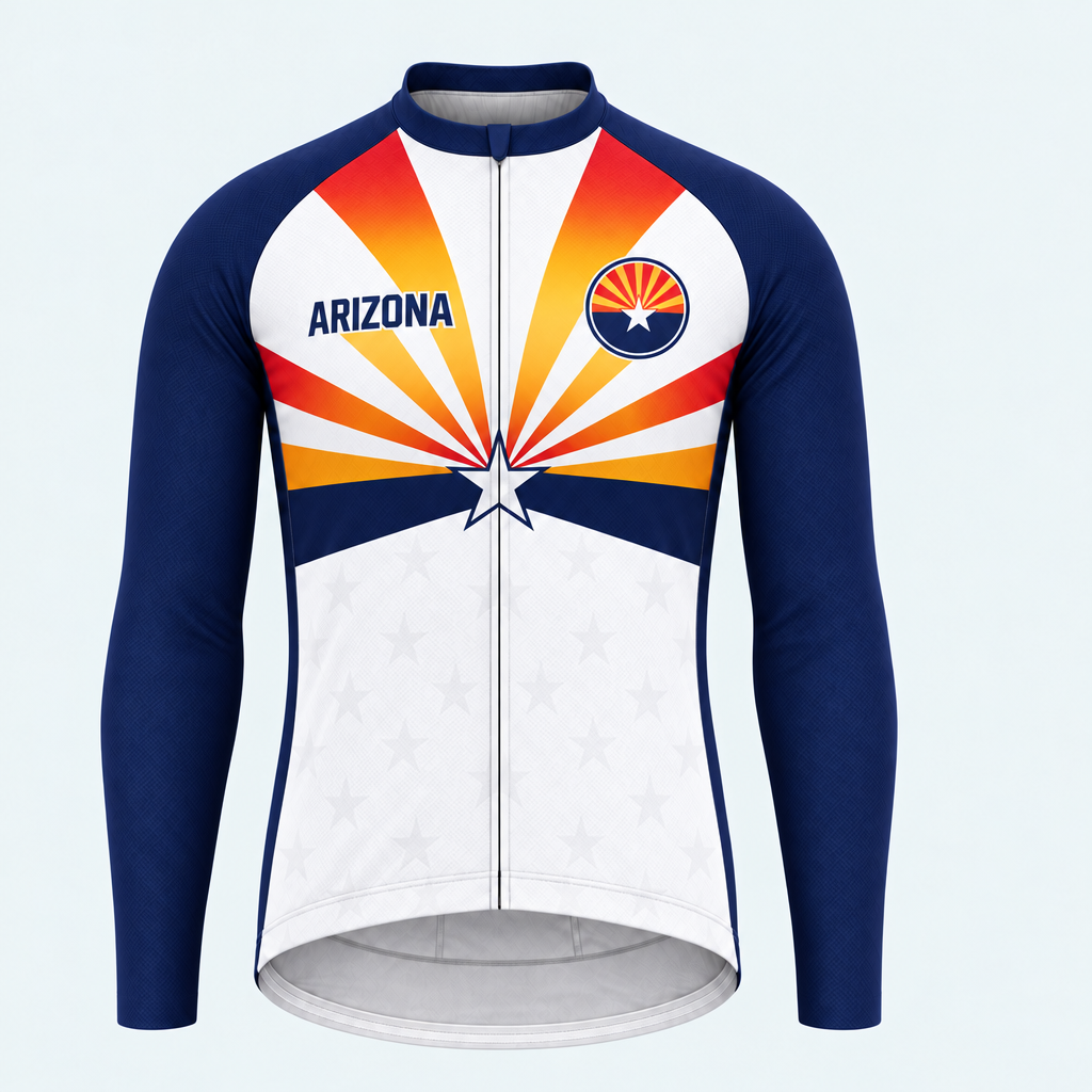 Men's Personalized Long Sleeve Cycling Jersey – Arizona Radiant Star - Front