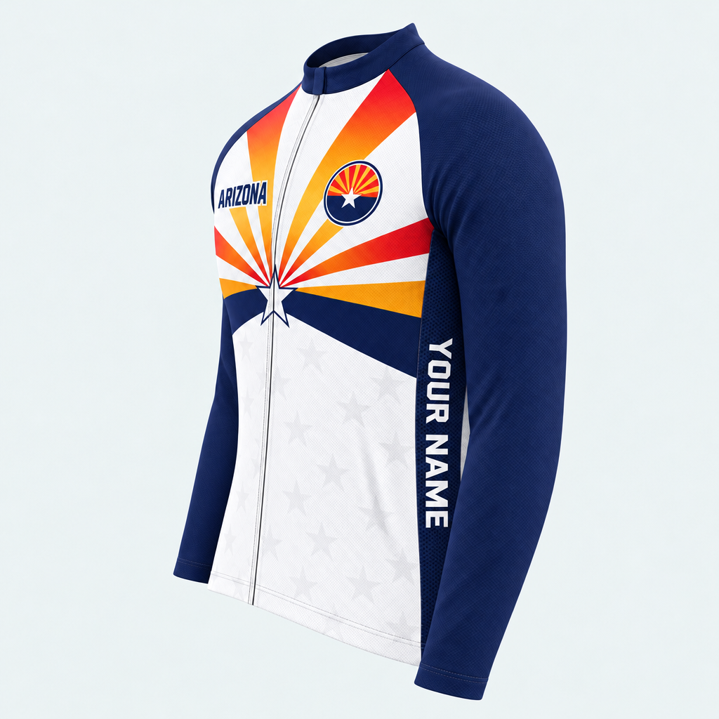 Men's Personalized Long Sleeve Cycling Jersey – Arizona Radiant Star - Side