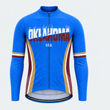Men's Personalized Long Sleeve Cycling Jersey – Oklahoma Bold Stamp - Front