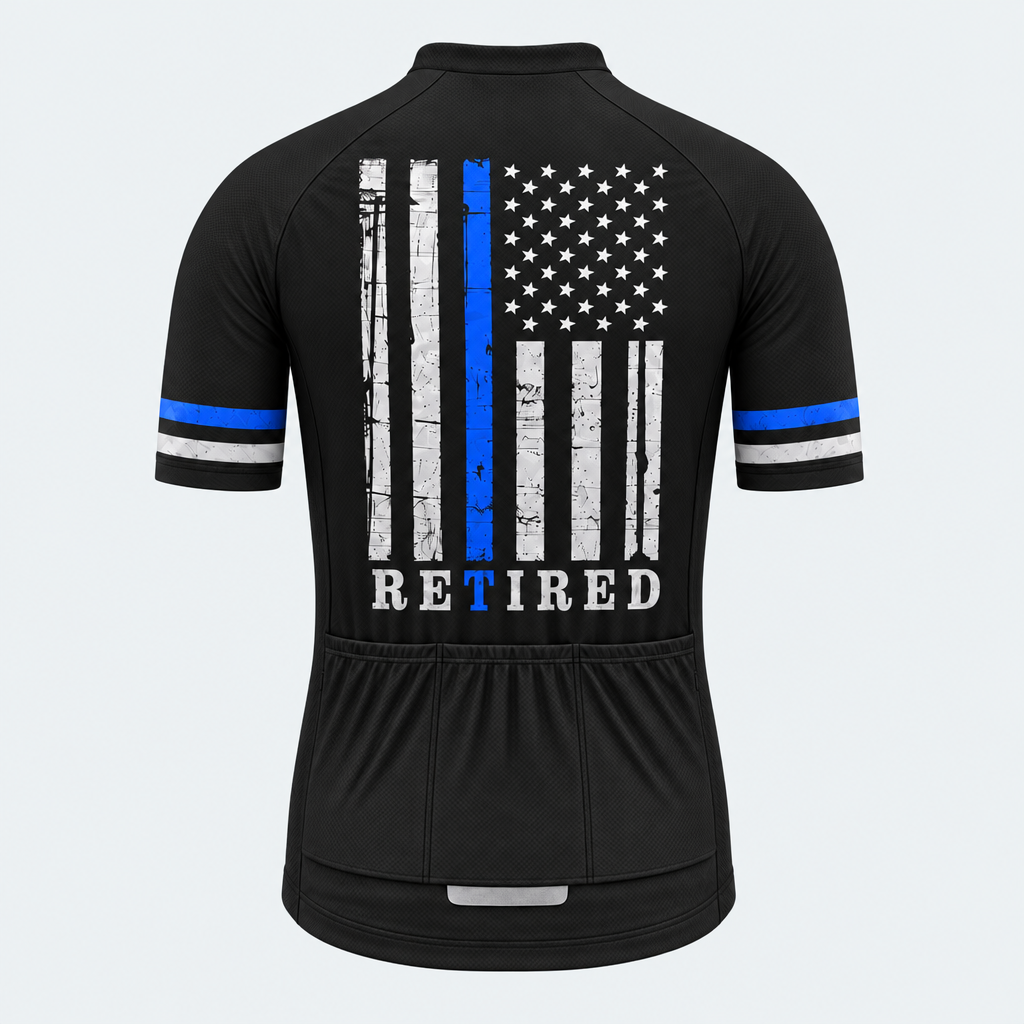 Men's Personalized Short Sleeve Cycling Jersey – Police Retired With Honor - Back