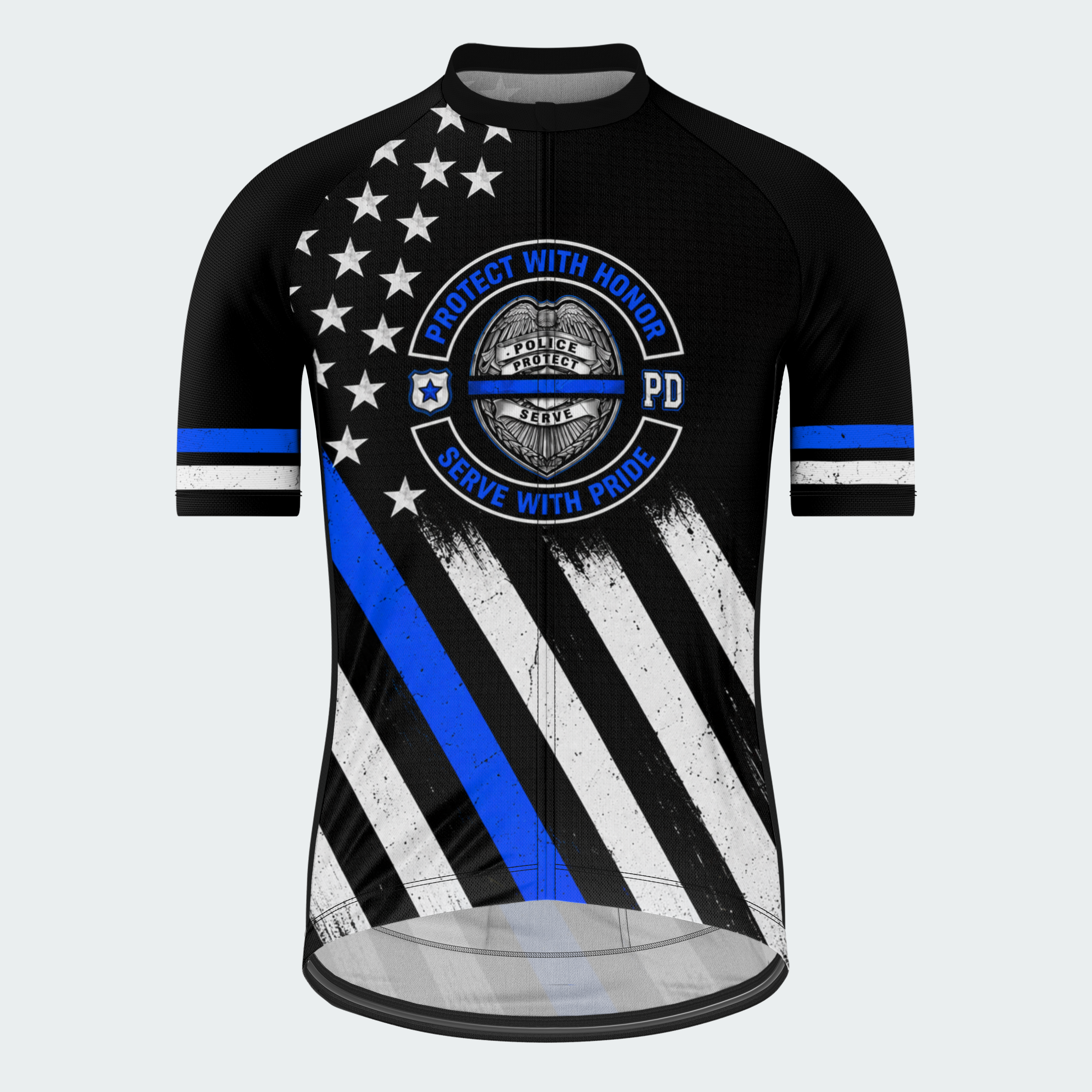 Men's Personalized Short Sleeve Cycling Jersey – Police Retired With Honor - Front
