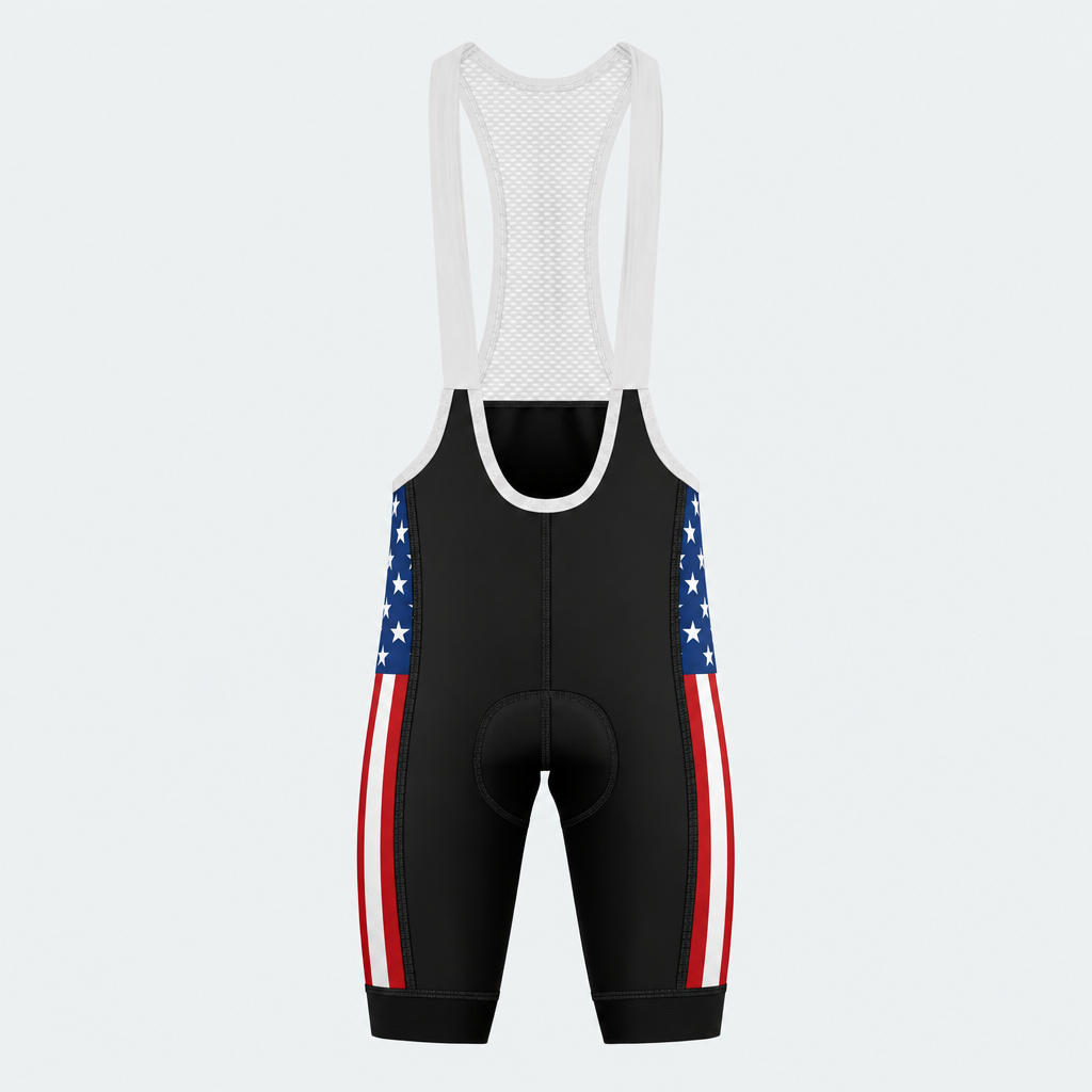 Men's Stars and Stripes Cycling Bib Shorts - Front