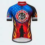 Men's Personalized Short Sleeve Cycling Jersey – US Firefighter Shield - Front