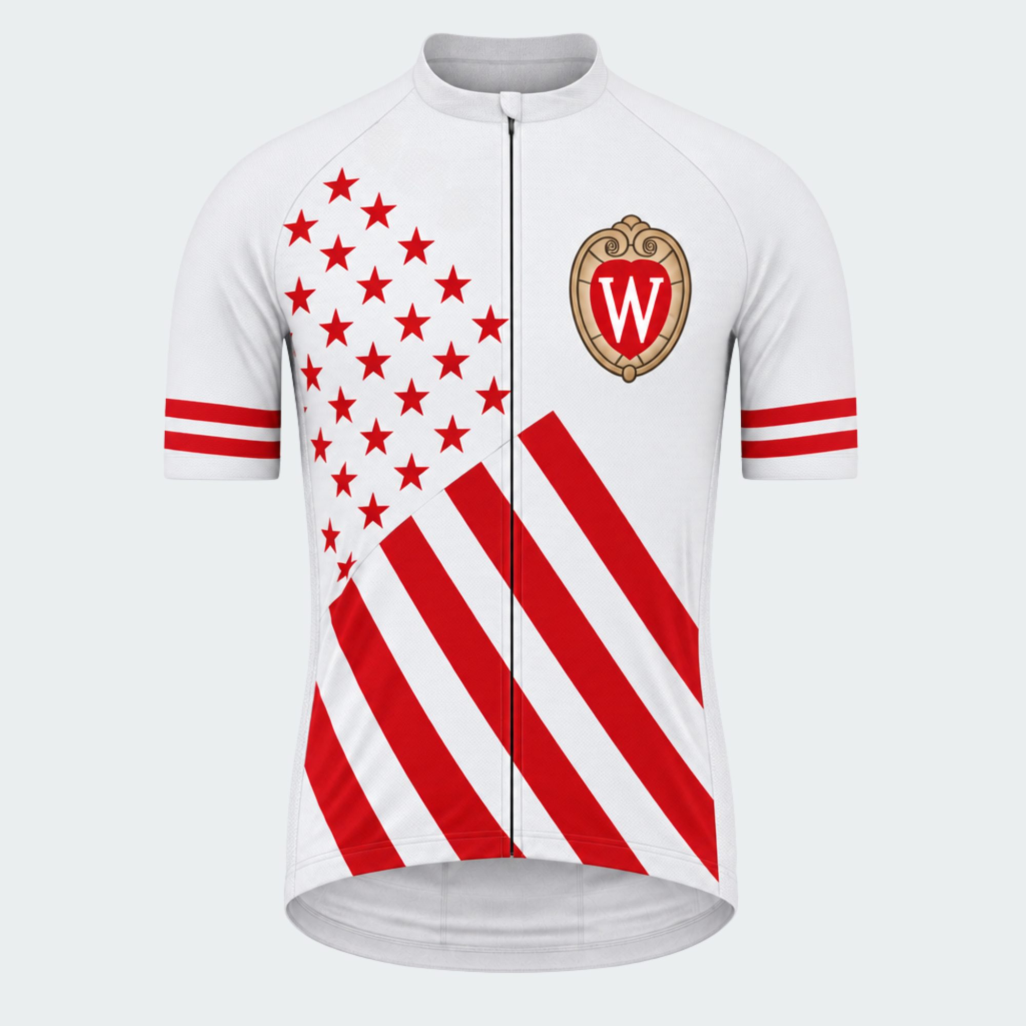 Men's Personalized Short Sleeve Cycling Jersey – University of Wisconsin- Madison Alumni Stars & Stripes - Front