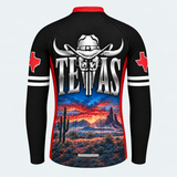 Men's Personalized Long Sleeve Cycling Jersey – Texas Longhorn Sunset - Back