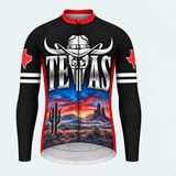 Men's Personalized Long Sleeve Cycling Jersey – Texas Longhorn Sunset - Front