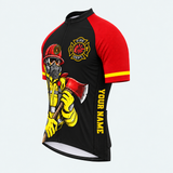 Men's Personalized Short Sleeve Cycling Jersey – US Firefighter Axe and Cross - Front 45°