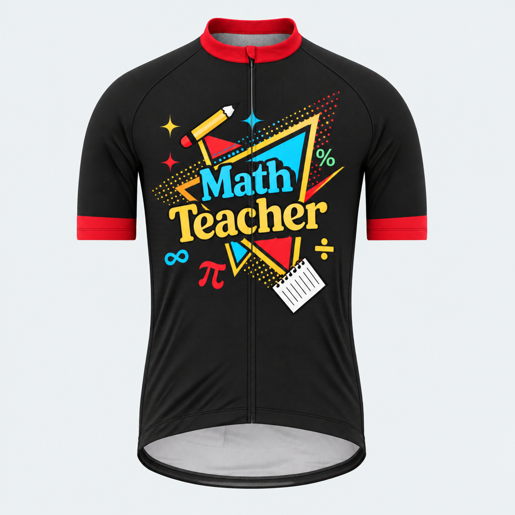 Men's Personalized Short Sleeve Cycling Jersey – Math Teacher Formula - Front