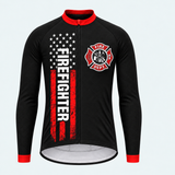 Men's Personalized Long Sleeve Cycling Jersey – US Firefighter Honor - Front