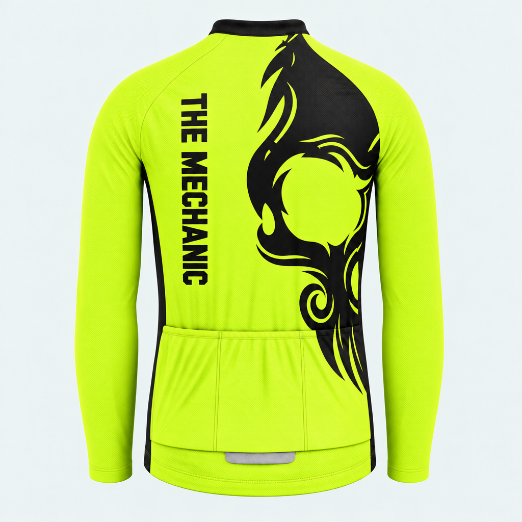 Men's Personalized Long Sleeve Cycling Jersey – Mechanic Skull - Back