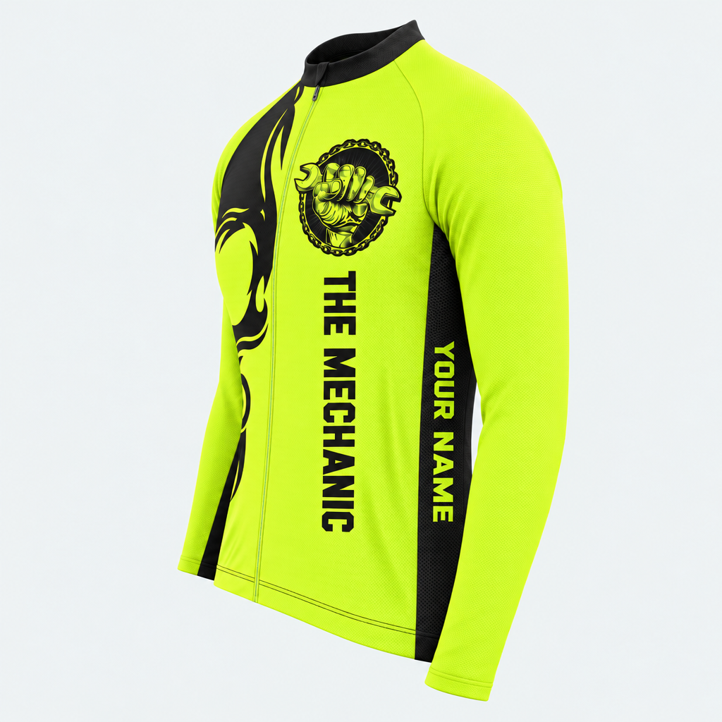 Men's Personalized Long Sleeve Cycling Jersey – Mechanic Skull - Side