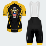 Men’s Personalized U.S. Army Veteran Eagle Seal Black & Gold Cycling Jersey & Kit