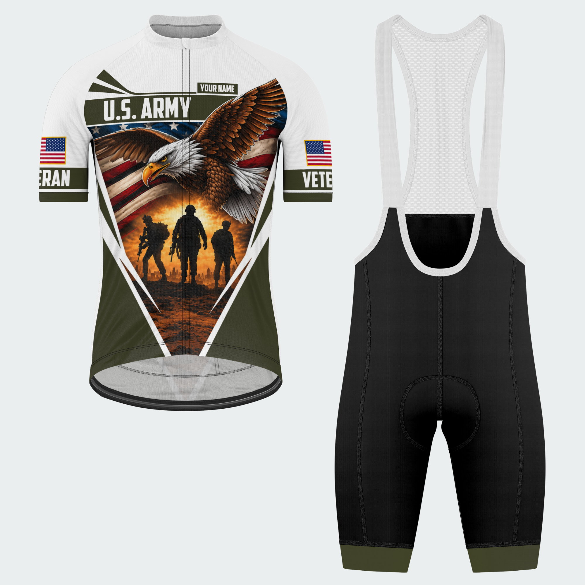 Men Personalized U.S. Army Eagle & Troop Cycling Jersey & Kit — short sleeve bib shorts kit — featured image