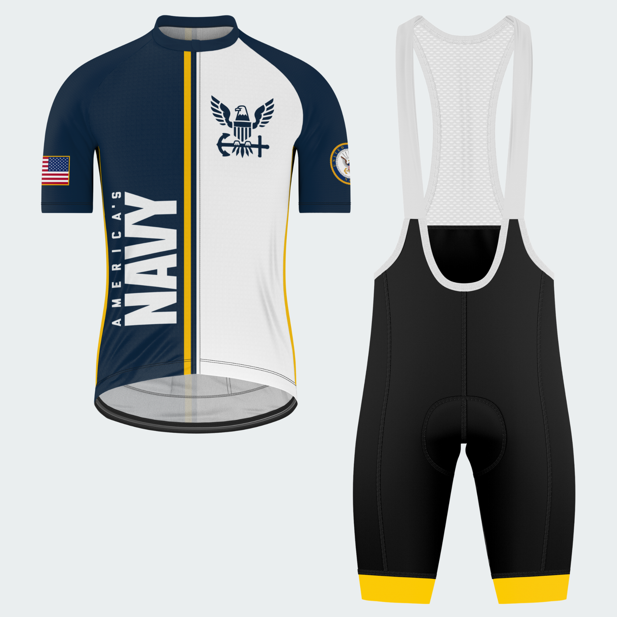Men Personalized U.S. Navy Eagle Cycling Jersey & Kit — short sleeve bib shorts kit — featured image