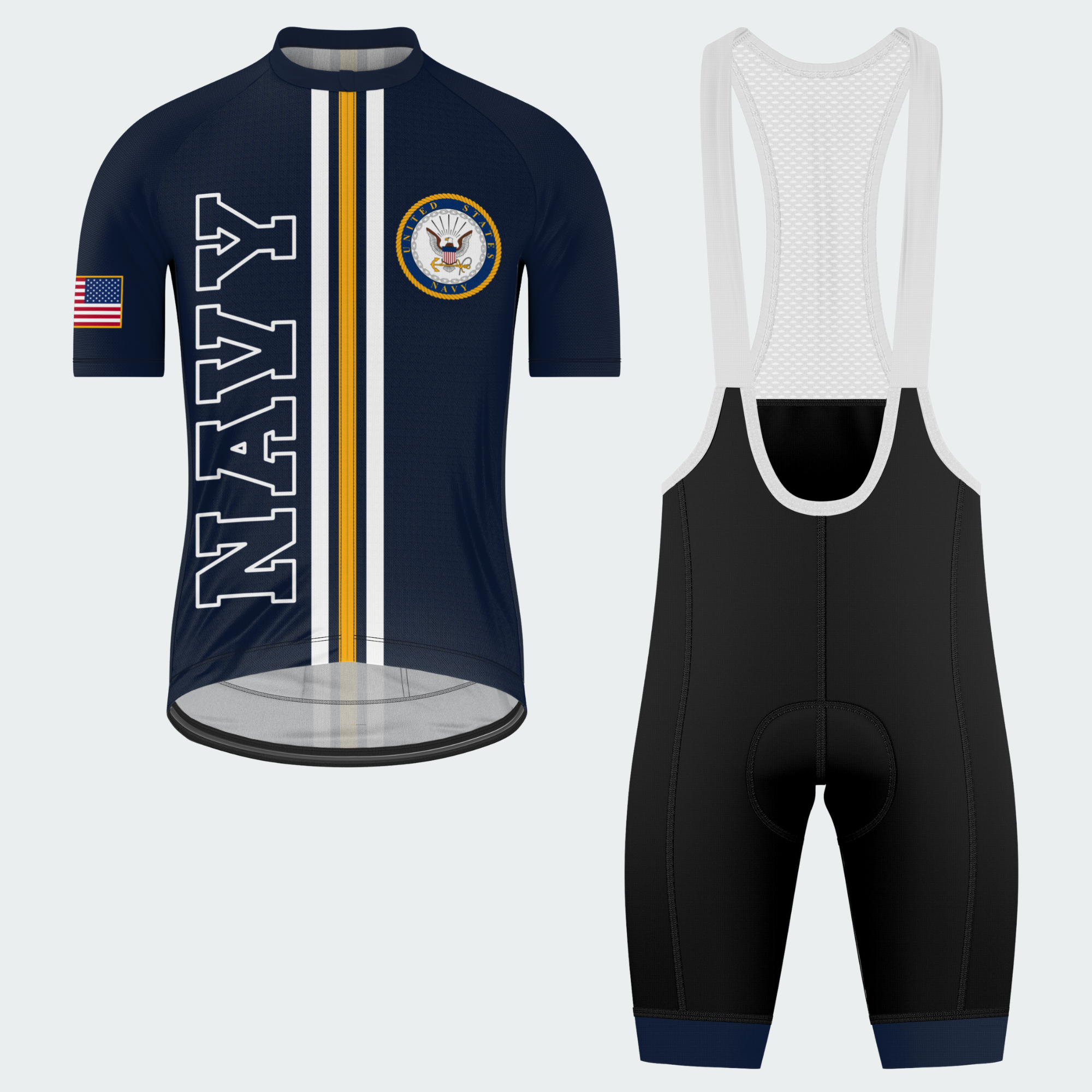 Men Personalized U.S. Navy Anchor Stripes Cycling Jersey & Kit — short sleeve bib shorts kit — featured image
